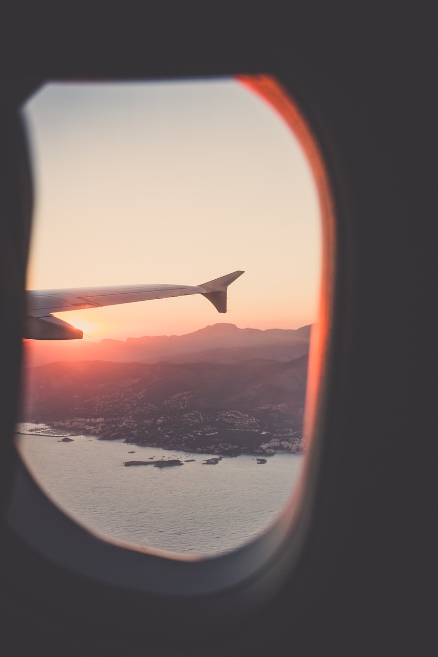 window, airplane, travel